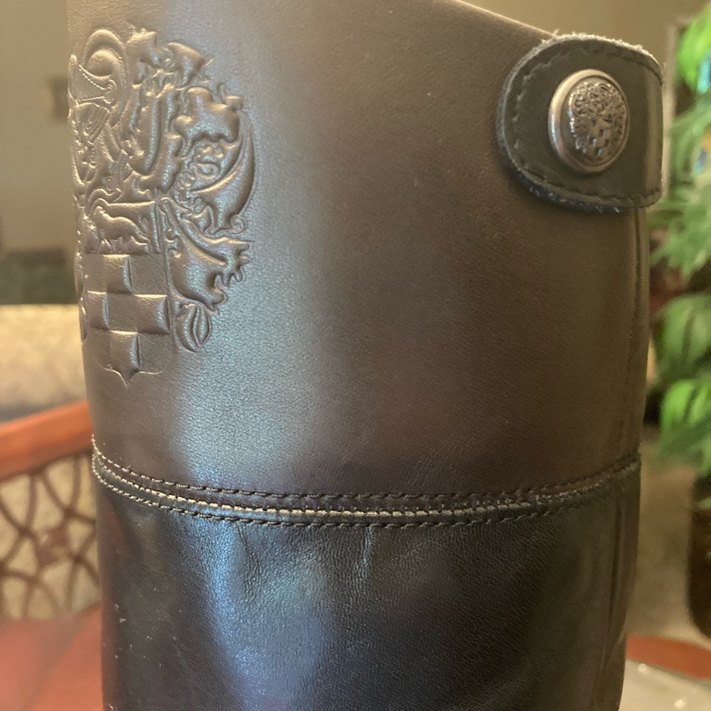 Vince Camuto VC-DUKE black/chocolate leather smooth calf riding boot size 8.5M - Picture 3 of 7